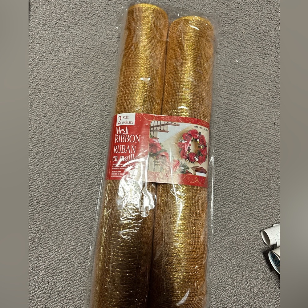 Gold Deco Mesh Ribbon 2 pack - 20 yds L x 20.5 in W